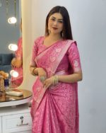 Kanchipuram Katan Saree Gift  Package - Pink - Image 2