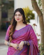 KanchiPuram Katan Saree Gift Package- Pink Blue - Image 2