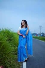 Half Silk Chumki Saree Budget Combo Gift Package- Sky Blue - Image 2