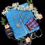 Half Silk Chumki Saree Budget Combo Gift Package- Sky Blue
