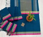 Arang Cotton Peacock 🦚 Desing Saree Premium Combo- SeaGreen - Image 3