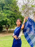 High Quality Silk+Cotton Jamdani Design Premium Combo- Blue - Image 4