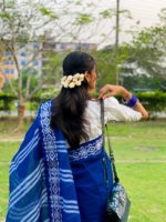 High Quality Silk+Cotton Jamdani Design Premium Combo- Blue - Image 2