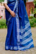 High Quality Silk+Cotton Jamdani Design Premium Combo- Blue - Image 4
