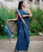 Arang Cotton Peacock 🦚 Desing Saree Premium Combo- SeaGreen - Image 6