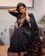 Arang Cotton Saree Telapuka Pair Premium Combo- Black - Image 3