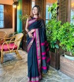 Arang Cotton Makeup Saree Premium Combo - Black - Image 4