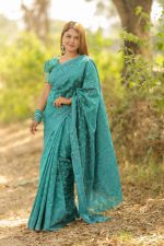 Halfsilk Jamdani Nakful Design Premium Combo - SeaGreen - Image 3
