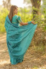 Halfsilk Jamdani Nakful Design Premium Combo - SeaGreen - Image 2