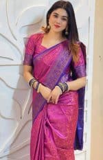 Kanchipuram Katan Saree Premium Combo Gift Package- Purple - Image 4