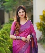 Kanchipuram Katan Saree Premium Combo Gift Package- Purple - Image 2