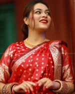 Semi Benaroshi Soft Silk Katan Saree - Red - Image 11