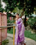 SeasonOne BD Special Katan Saree - Levender - Image 4