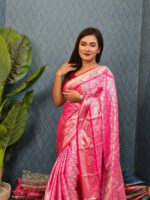 KanchiPuram Soft Silk Katan Saree- Pink Color - Image 5