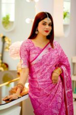 KanchiPuram Soft Silk Katan Saree- Pink Color - Image 2