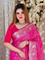 KanchiPuram Soft Silk Katan Saree- Pink Color - Image 4