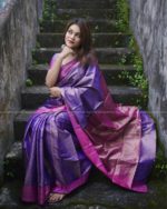Kanchipuram Soft Silk Katan Saree Sequence Design- Blue - Image 2