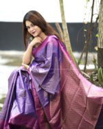 Kanchipuram Soft Silk Katan Saree Sequence Design- Blue - Image 3