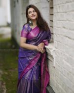 Kanchipuram Soft Silk Katan Saree Sequence Design- Blue