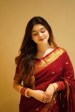 Nakshi Par Butik 100% Pure Cotton Tangail Saree - Meron Color - Image 6