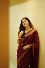 Nakshi Par Butik 100% Pure Cotton Tangail Saree - Meron Color - Image 7