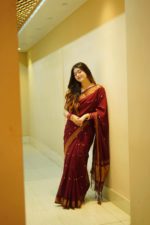 Nakshi Par Butik 100% Pure Cotton Tangail Saree - Meron Color - Image 5